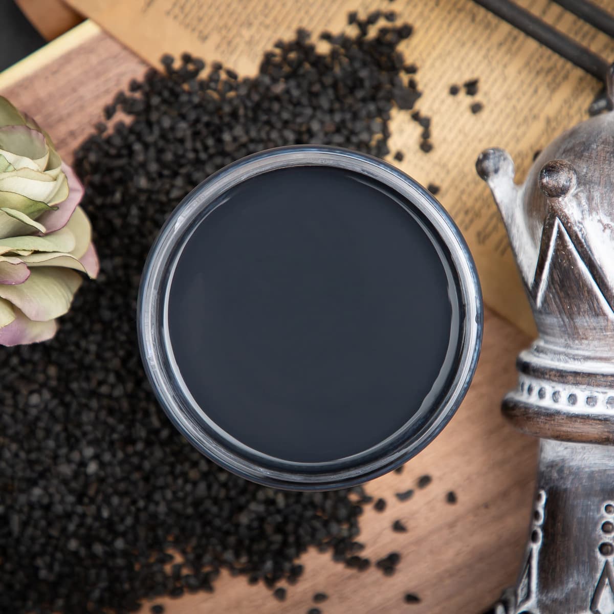 Dixie Belle Paint Company Chalk Finish Furniture Paint - Caviar (32oz) - Matte Black Chic Chalk Mineral DIY Furniture Paint — view 328
