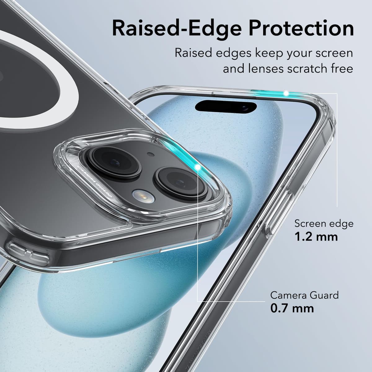 ESR Funda para iPhone 15, Compatible MagSafe, Protección Grado Militar a Prueba Golpes, Funda Magnética para iPhone 15, Funda Híbrida Classic (HaloLock), Transparente — view 5