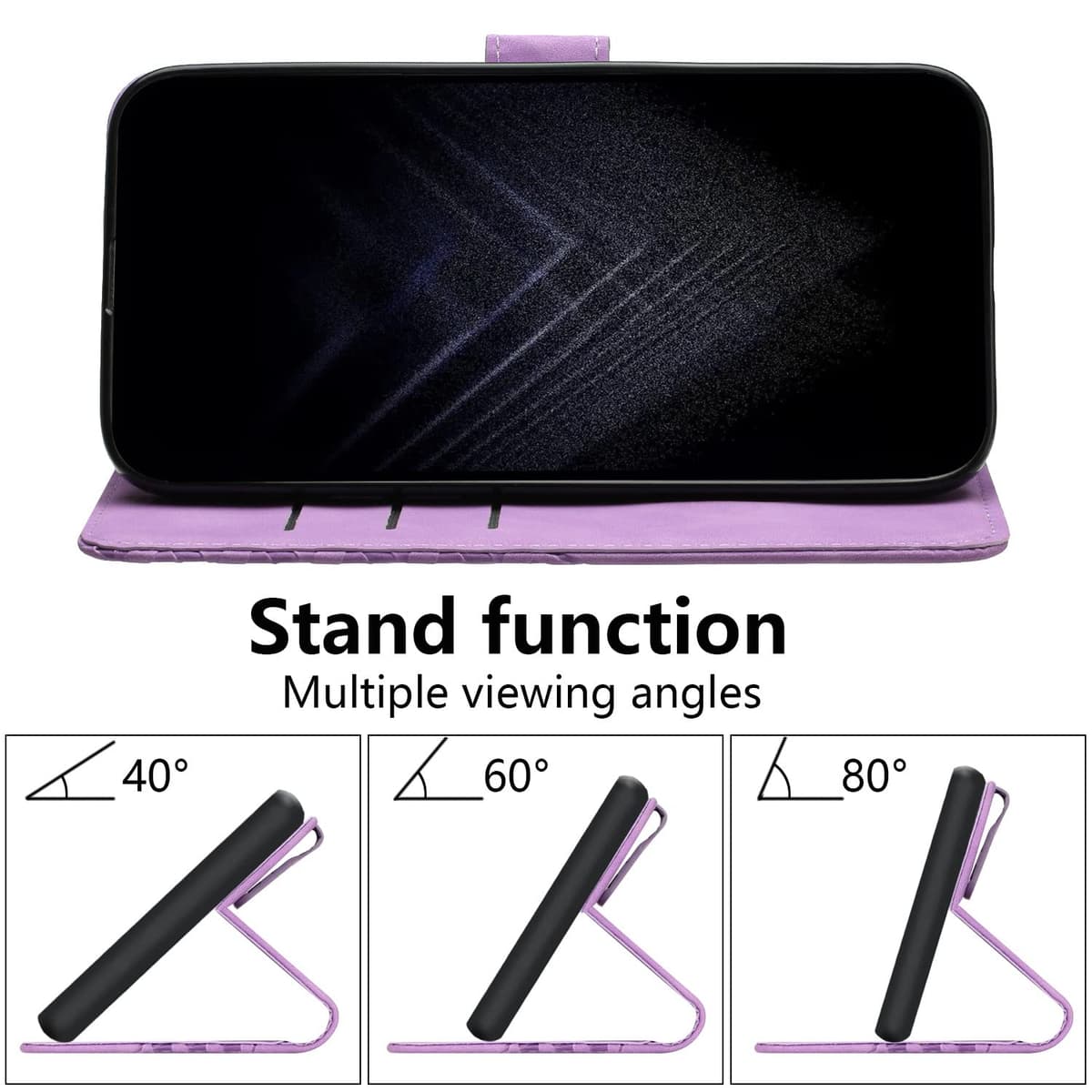 Funda para Vivo Y76 5G/Y76S/Y74S, PU Cuero Flip Carcasa Fundas Móvil de Tapa Libro Caso Piel PU para Vivo Y76 5G/Y76S/Y74S,Billetera Case Telefono Cubrir Móvil Cover con Cáscara de TPU(Púrpura) — view 3