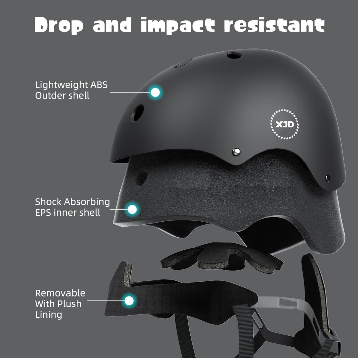 XJD Casco de Ciclismo para Niños Ajustable Casco Bicicleta Niño Casco Infantil Patinete Rollerskate de 3 a 14 Años Protecciones para Múltiples Deportes — view 7