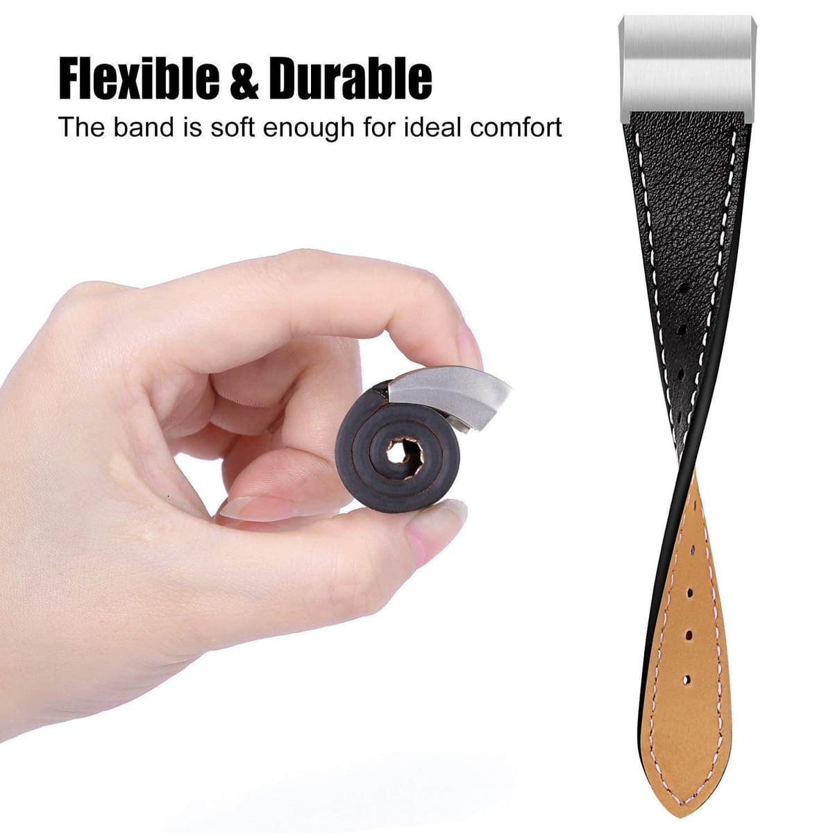 Mornex Correa de Cuero Genuino Compatible Charge 2, Correa Ajustable Correas de Recambio Pulseras Pulsera Banda de Actividad Física con Conectores de Metal — view 3