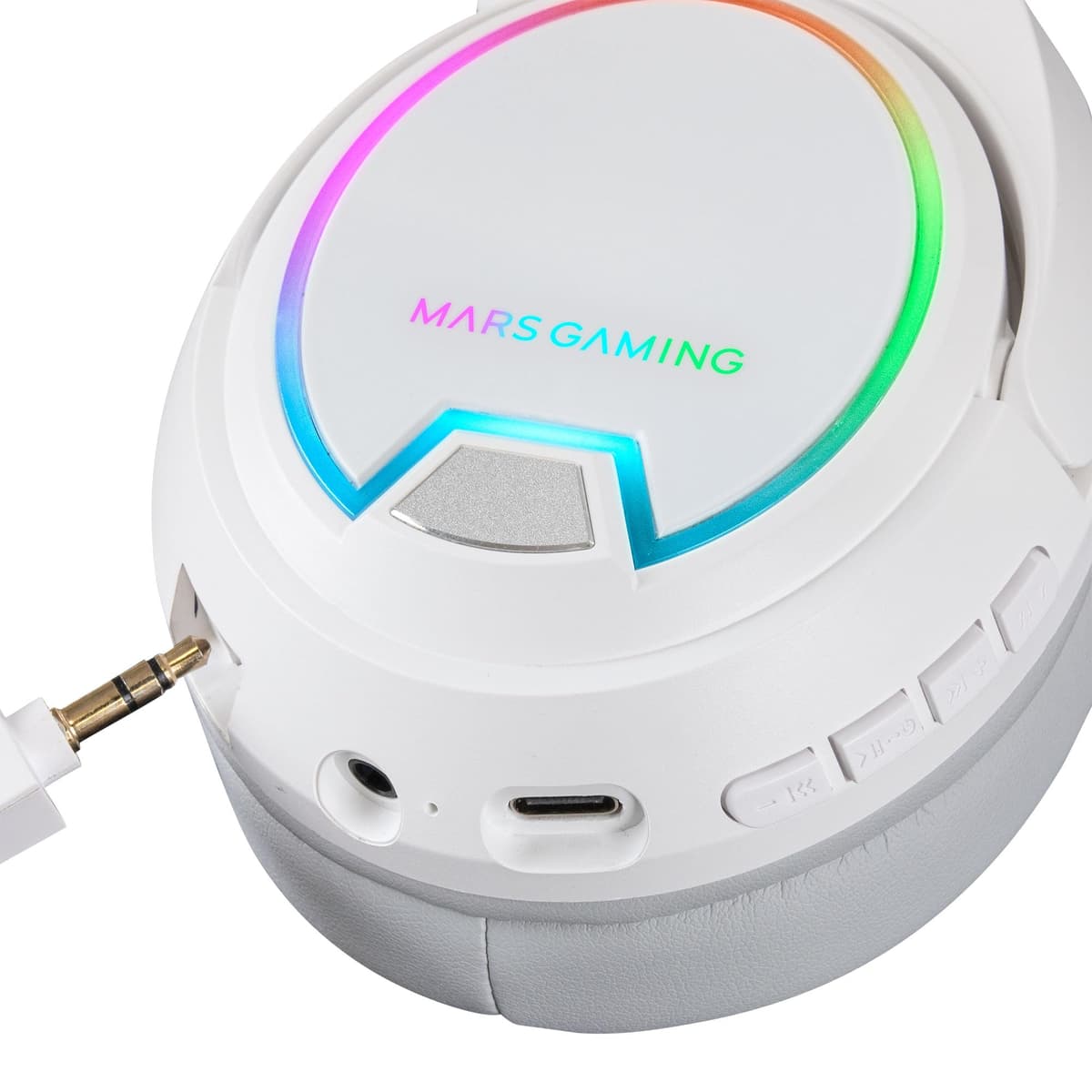 Mars Gaming MHW-100 Blanco, Auriculares Inalámbricos ARGB Flow, Micrófono ENC Extraíble, Ultraligeros, Cancelación de Ruido Activa ENC + Pasiva, Compatibilidad Universal — view 2