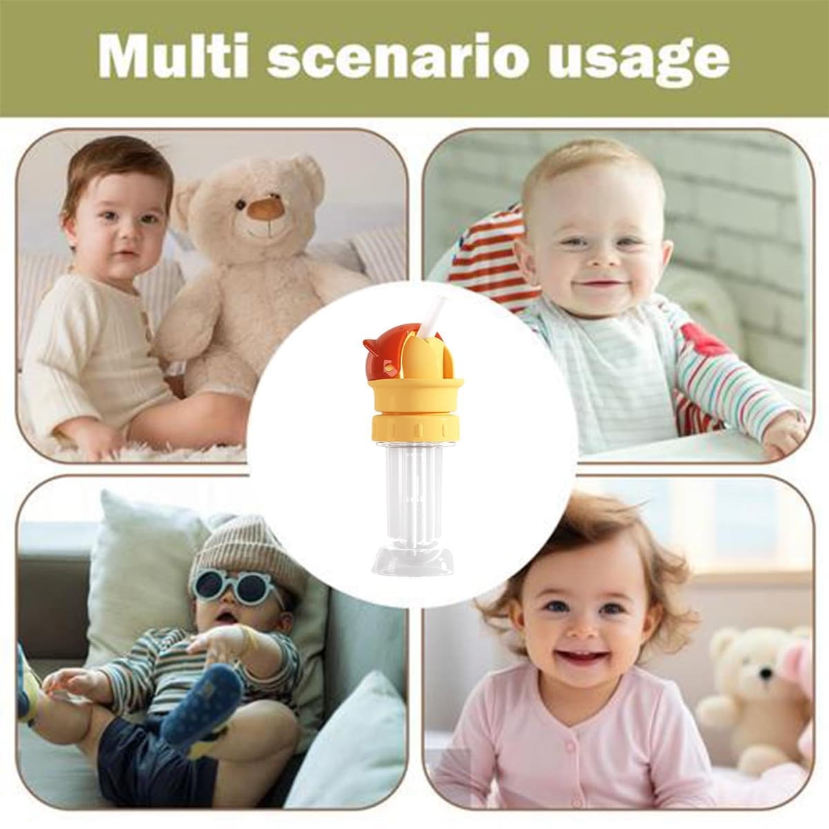 Lid 2 in 1 Design Straw Cap 11.6x5.2cm Water Bottle Spout Adapter for Kids Pp Silicone Anti Choking Spill-Proof Water Bottle Cap Detachable Washable Heat Resistant for Most Standard Bottles — view 5