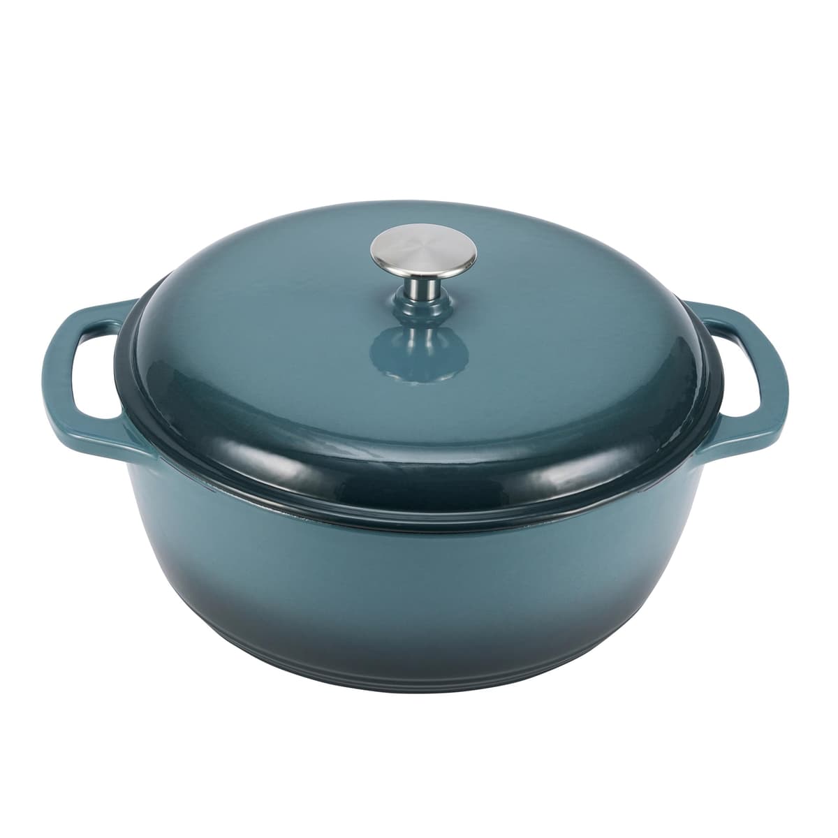 Amazon Basics Redondo Olla de hierro fundido esmaltado, modelo SX-75QTH, 6.9 L, gris