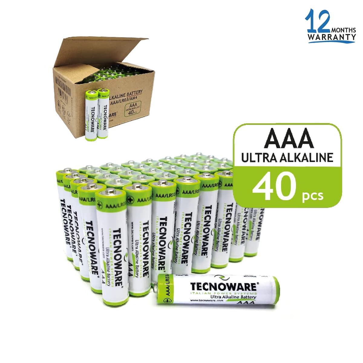 Tecnoware Power Systems - Pilas Alcalinas AAA, paquete de 40, 1,5V, Energía Duradera para Juguetes y Mandos, Protección Antifugas, Ecológicas con Embalaje Reciclable, AAA — view 2