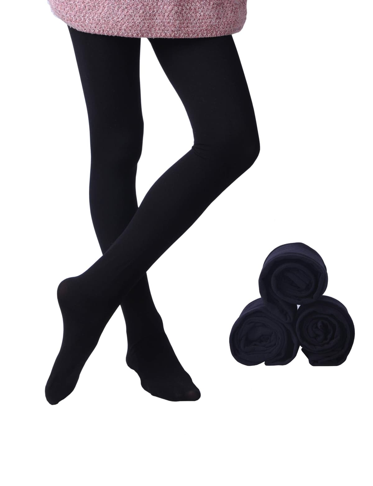EVERSWE 3-Pack Girls Microfiber Tights Multiple Colors — view 5
