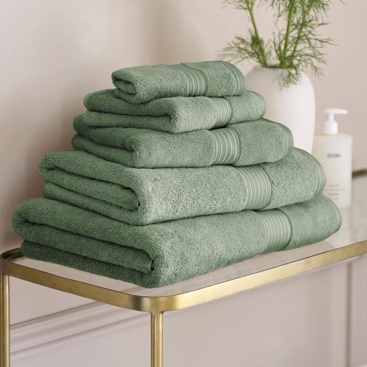 Christy Supreme Hygro 2 Hand Towels Set | Bay Leaf | 100% Luxury Supima Cotton | Ultra Soft | Super Absorbent | 650GSM | Plush and Long Lasting — view 5