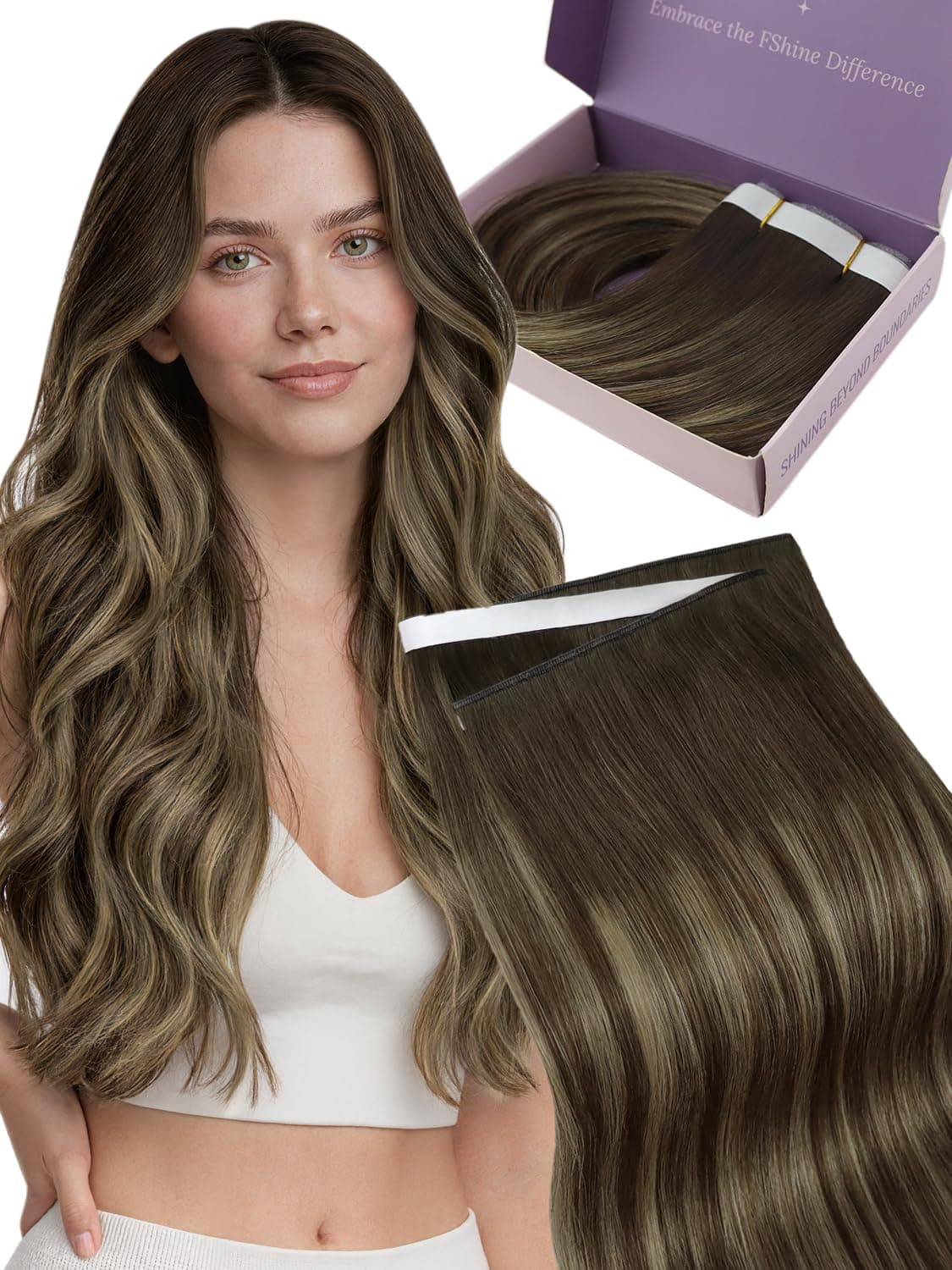 Fshine Extensiones Pelo Natural Adhesivas Rubio Blanco Extensiones Remy Adhesivas 45cm 50g Tape In Hair Extensions Cintas De Cabello Pelo Natural Color 1000 — view 28