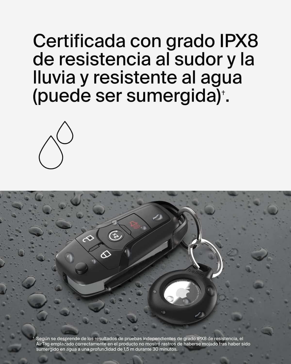 Belkin Secure Holder Funda Impermeable con Llavero para AirTag, Cubierta Resistente y antiarañazos, Accesorio Protector con Anillo para Llaves, Mascotas, Mochilas, Maletas y Otros, Negro una Unidad — view 2