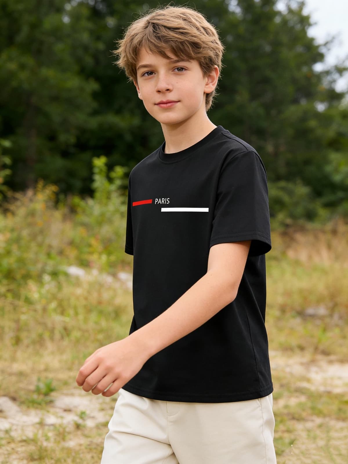 Paquete de 3 camisetas estampadas de manga corta con cuello redondo para niños de 8 a 14 años — view 3