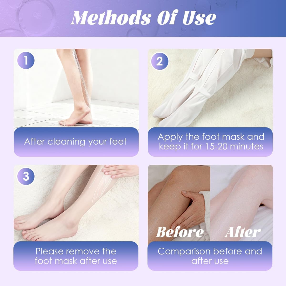 3 Pares Foot Peel Mask Exfoliante e Hidratante para Pies, Calcetines de Cuidado con Leche, ayuda a eliminar piel muerta, para pies secos, ásperos y talones agrietados, para mujeres y hombres — view 5