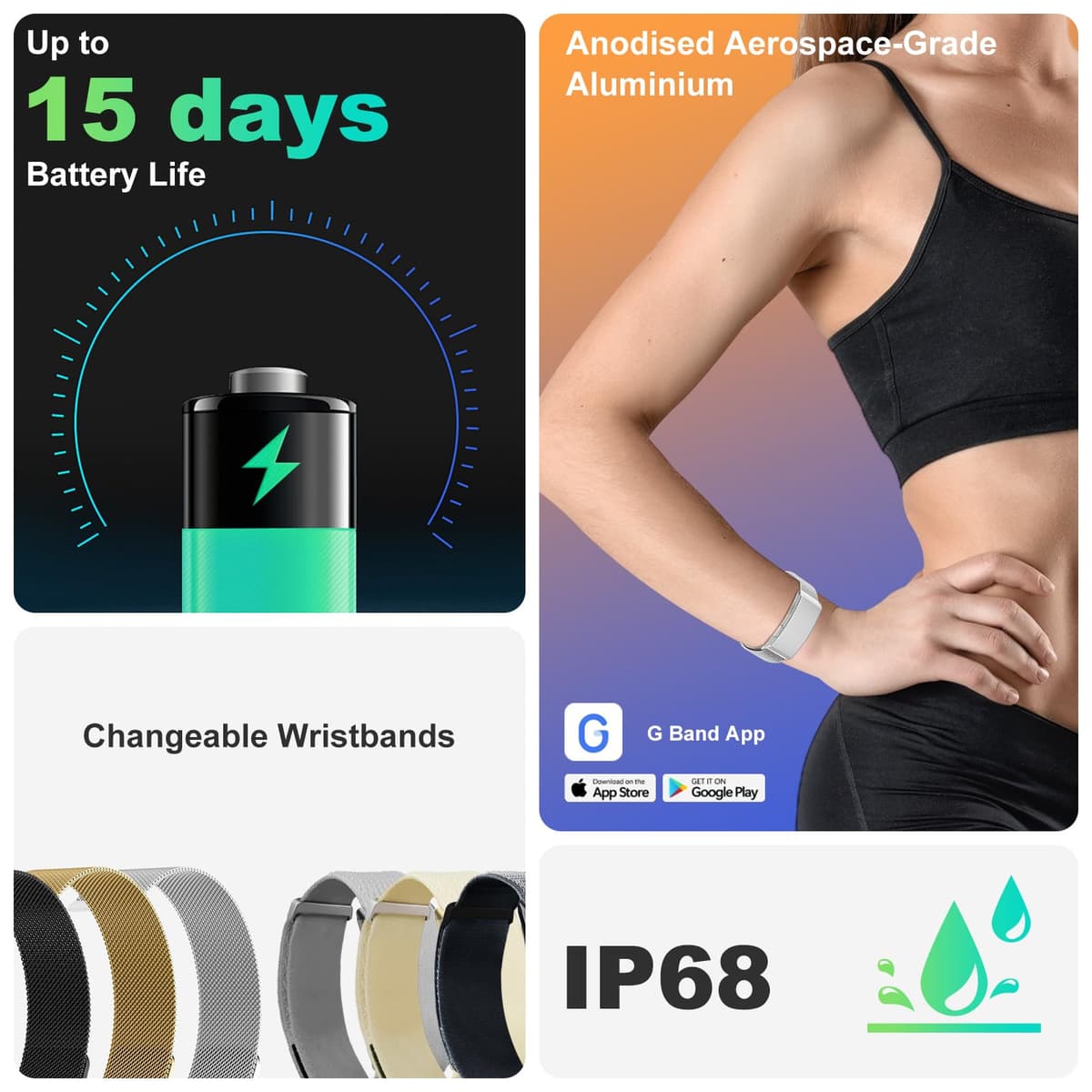 Fitness Tracker with 24/7 Health Tracking, Sleep & Heart Rate Tracking - Dual PPG&ECG Wellness Insights | SOS Alert & Family Sharing | 15-Day Battery, 188 Sport Modes, Aerospace Aluminium Build — view 8