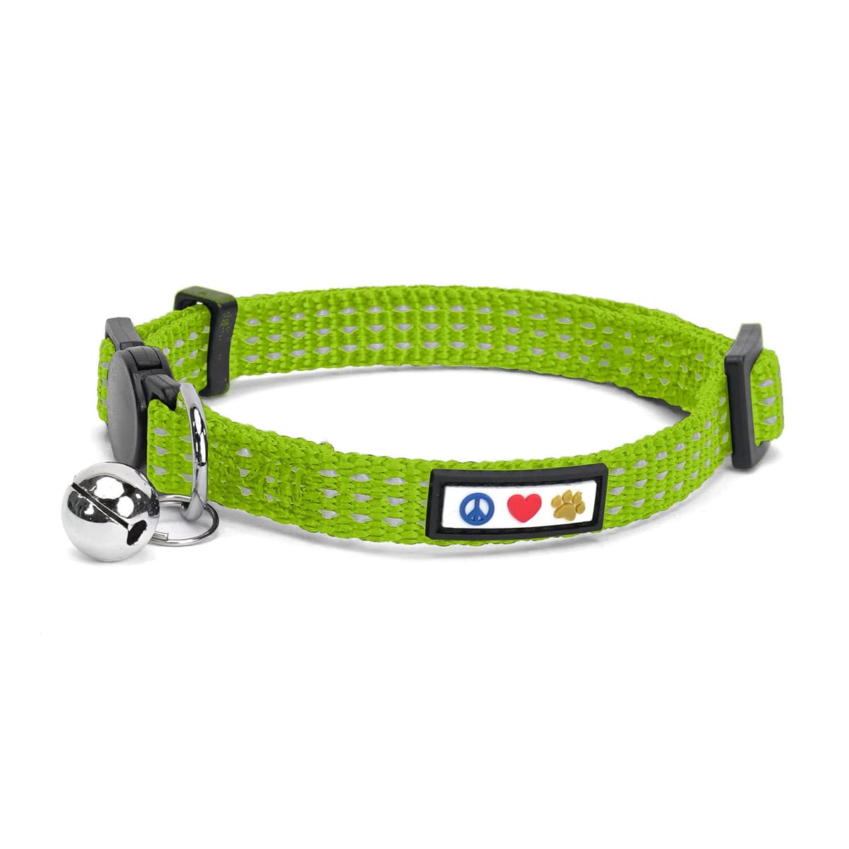 Pawtitas Collar Ajustable para Gato Reflectante con Campana Desmontable Verde
