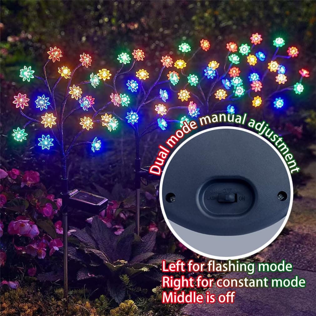 Outdoor Waterproof Cherry Blossom Multicolor Solar Garden Lights, Multicolor Garden Decorative Waterproof Lights with Solar Charge Pane, For Patio, Lawn, Pathway (Warm,Bee) — view 4