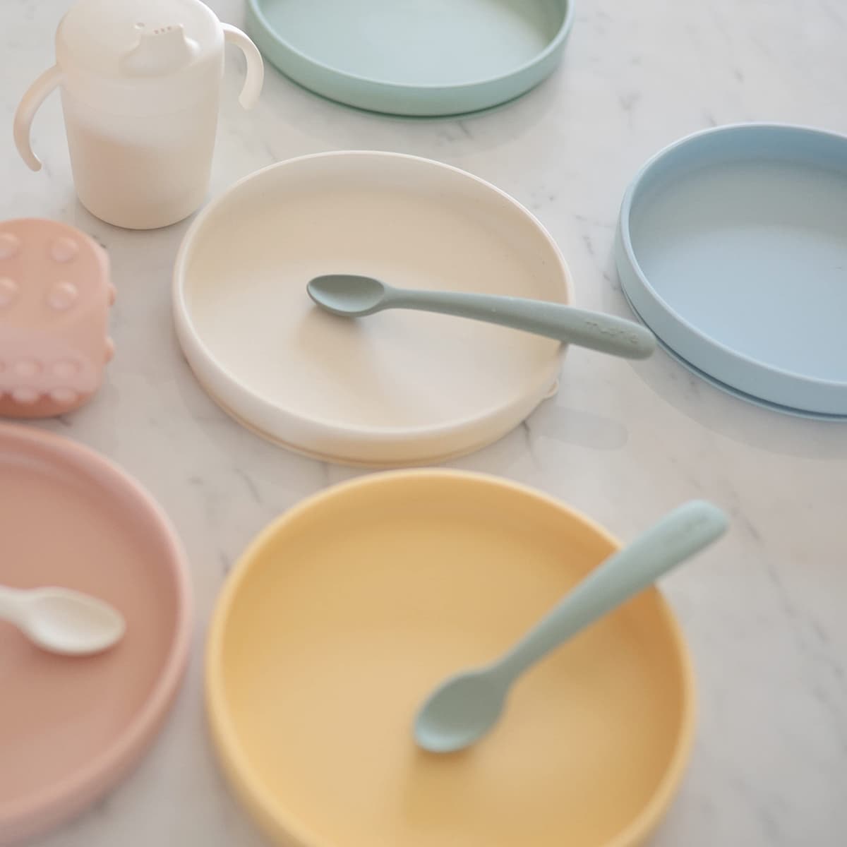 Mushie Classic Silicone Non-Slip Suction Plate for Babies & Toddlers | Food Grade Silicone | Dishwasher & Microwave Safe (Ivory) — view 5
