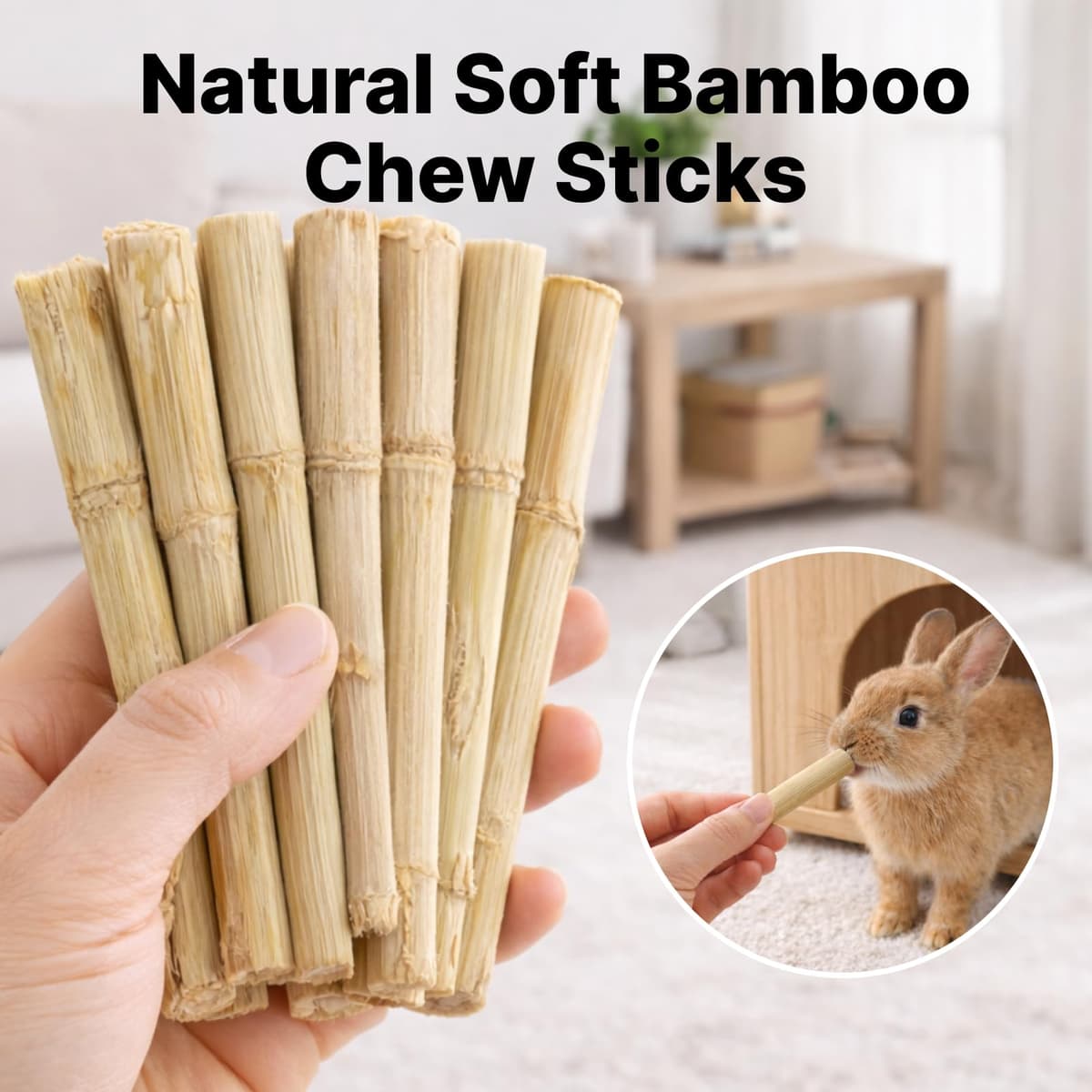 120g Barritas De Bambú Natural para Conejos, palitos Bambu para Conejos, Hámsters, Cobayas Y Chinchillas (Barritas De Bambú Natural 120g) — view 5