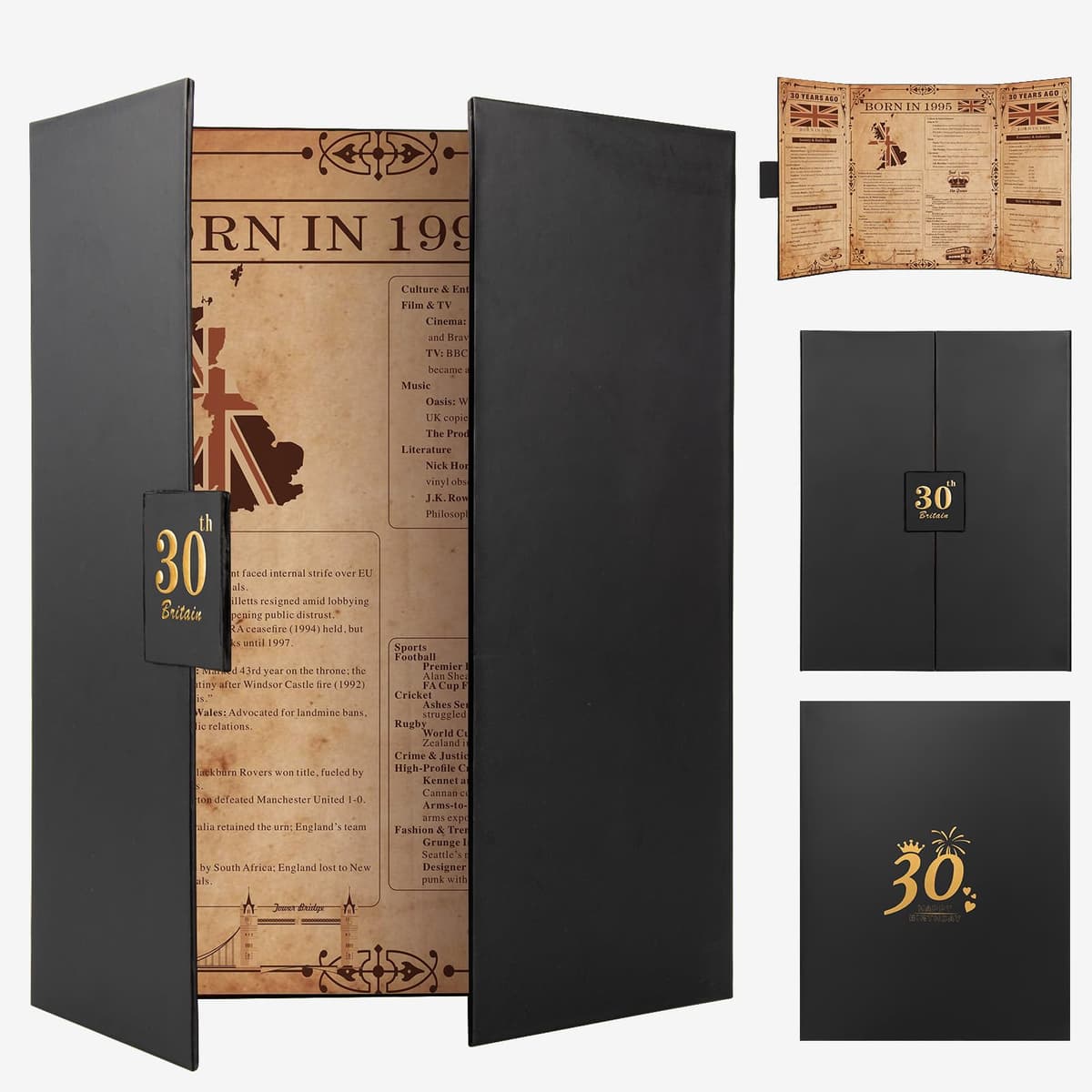 Born in 1946 UK 80th Birthday Gift Set with 3 Vintage Posters – Tri-Fold Birth Year Timeline, Dual-Fold Childhood Memories & Bonus Blank Greeting Card for Personal Messages, Retro Party Decorations — view 8