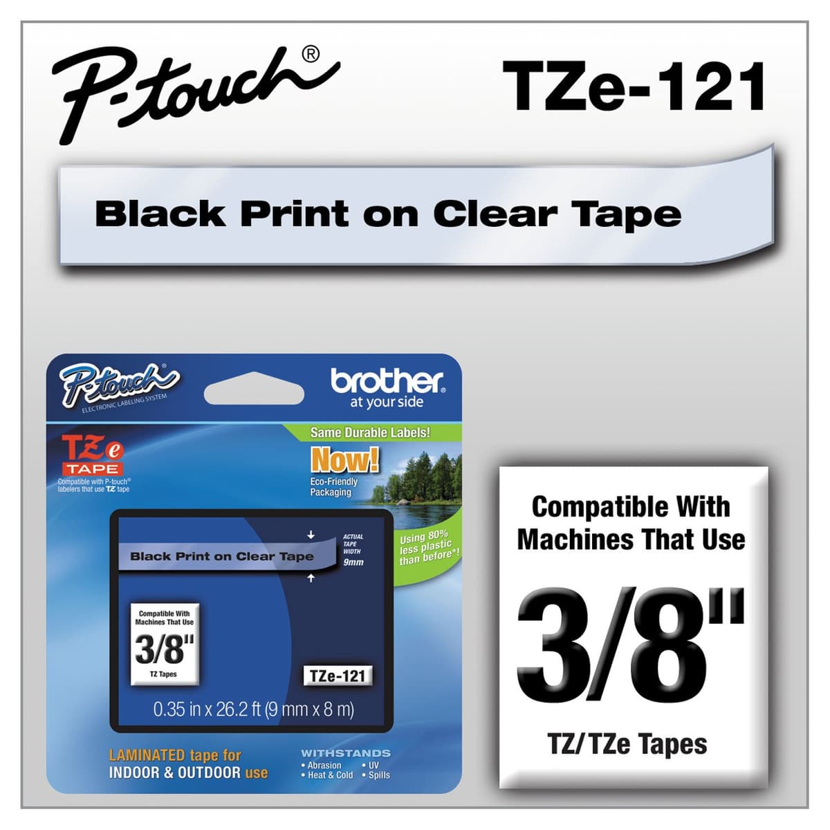 Brother Genuine P-touch TZE-S631 Tape, 1/2" (0.47") Wide Extra-Strength Adhesive Laminated Tape, Black on Yellow, Laminated for Indoor or Outdoor Use, Water-Resistant,0.47" x 26.2' (12mm x 8M),TZES631 — view 2