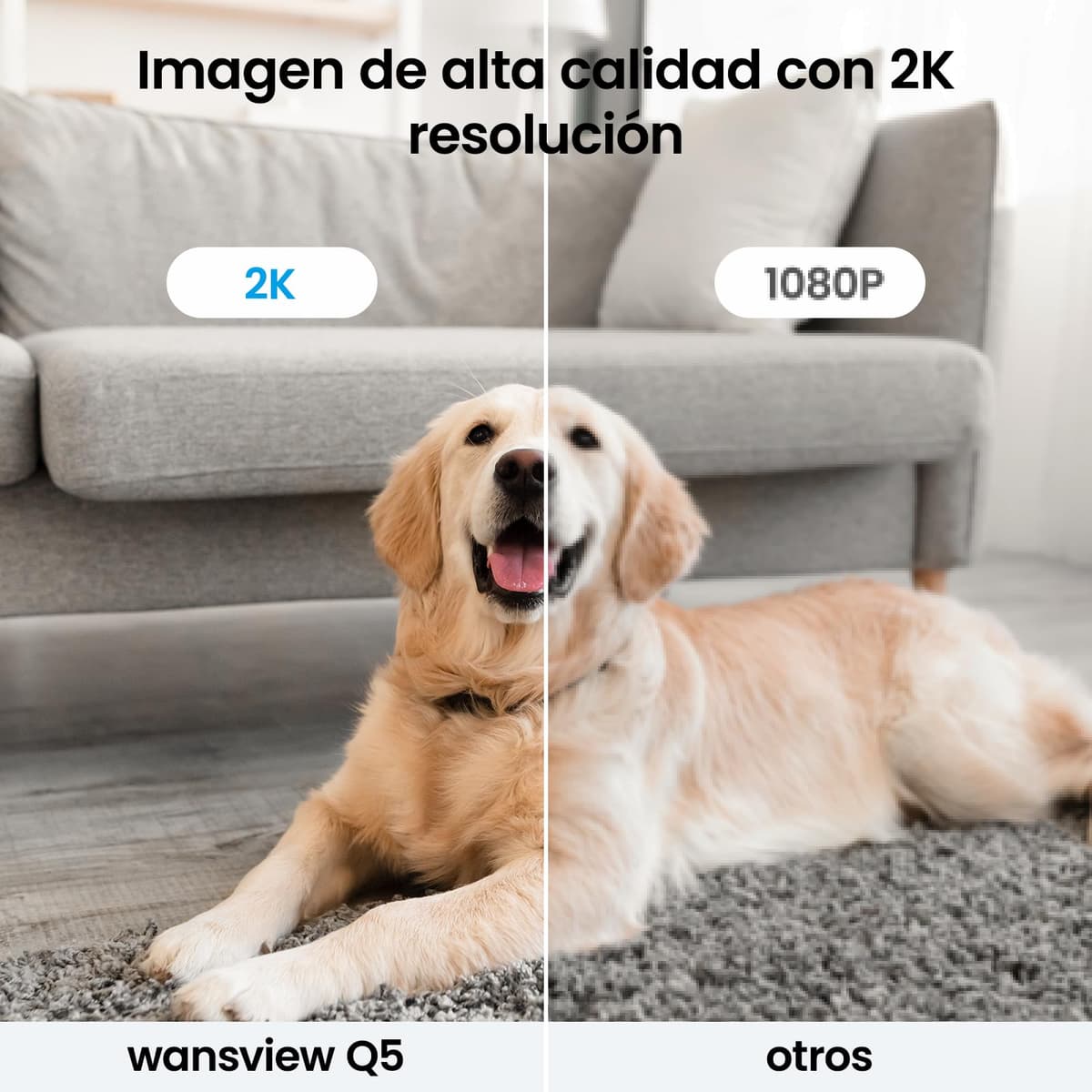 wansview Camara Vigilancia WiFi Interior - 2K Camaras Vigilancia Domicilio WiFi 360° para Perros, Seguimiento del Movimiento, Detección de Humano, Grabación Continua, Audio Bidireccional — view 3