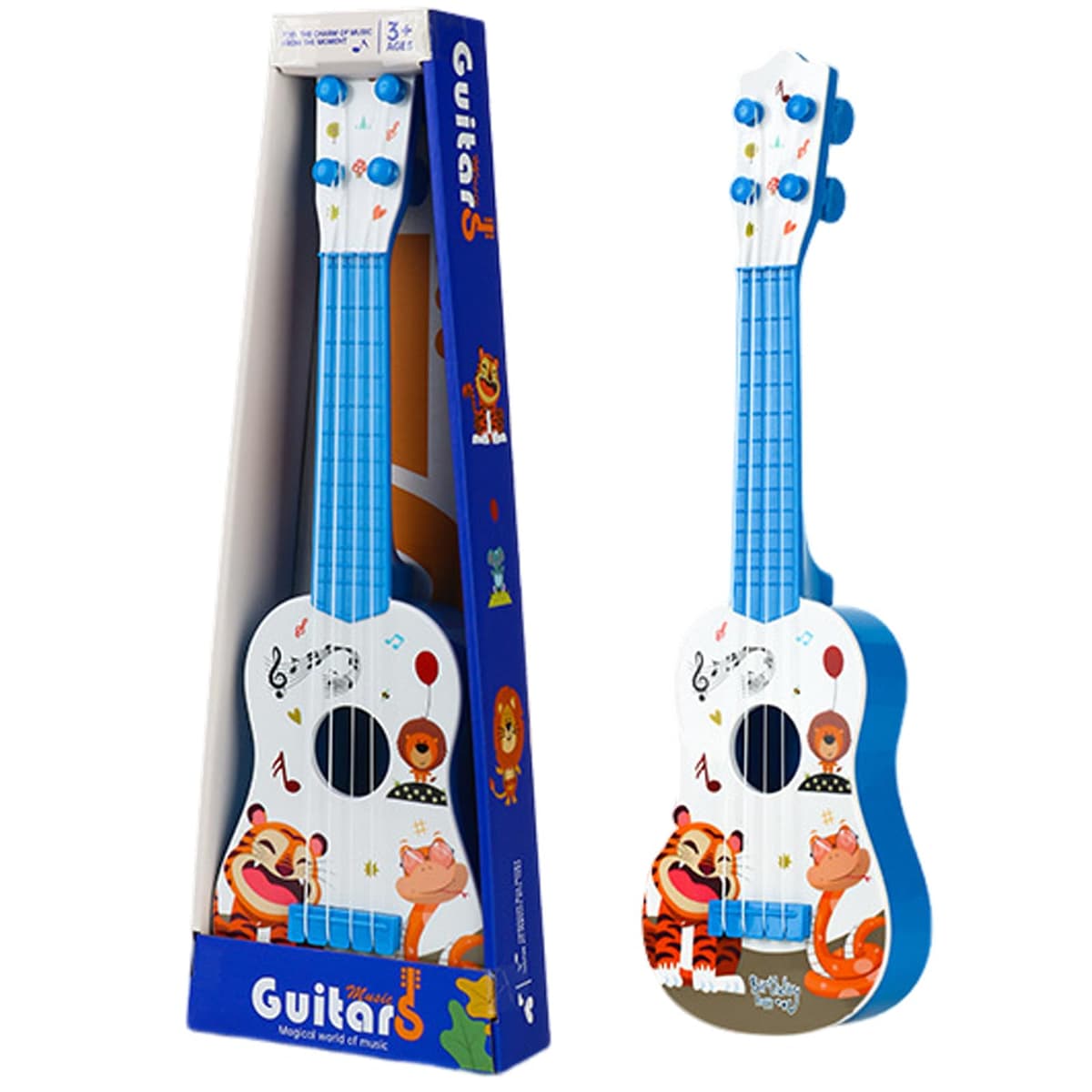 Juguete de Guitarra Ukelele para Niños, 41cm Juguete Musical de Guitarra Instrumentos con 4 Cuerdas Ajustables, Juguetes Educativos de Aprendizaje Musical para Niños y Niñas Principiantes (Azul)