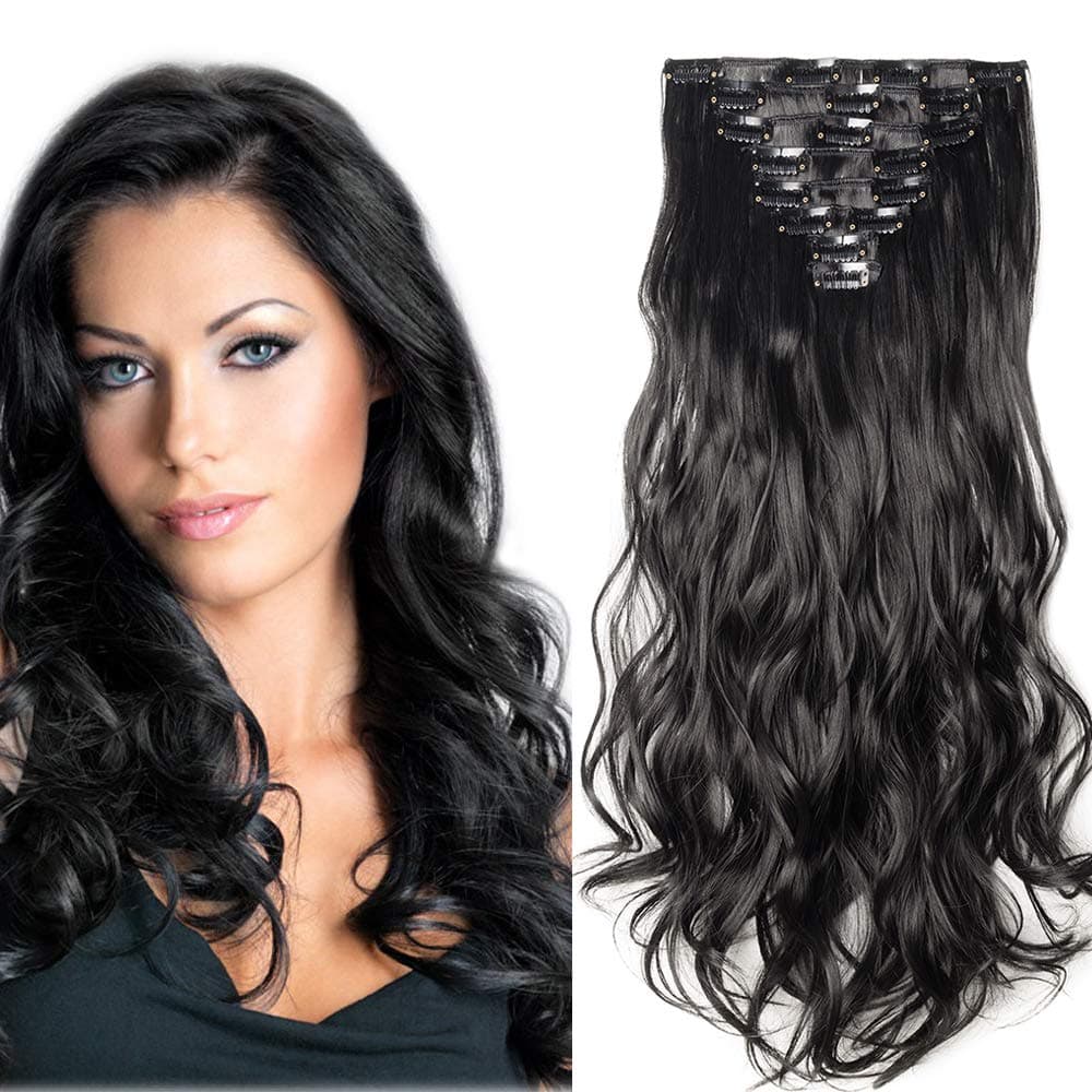 24"(60cm) SEGO Extensiones de Cabello Clip de Pelo Sintético Se Ve Natural 8 PCS [Sandy Rubio mezcla Blanqueador Rubio] Rizado Ondulado Largo Postizos Pelucas (140g) — view 20