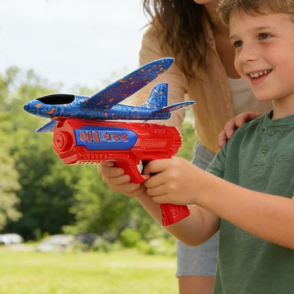 Genérico Avión Planeador: Juguete, Lanzador de Aviones de Espuma, avión catapulta con luz LED, Juego de Actividades al Aire Libre de Lanzamiento Manual fácil, Modelo de Vuelo, Equipo de Juego i — view 3
