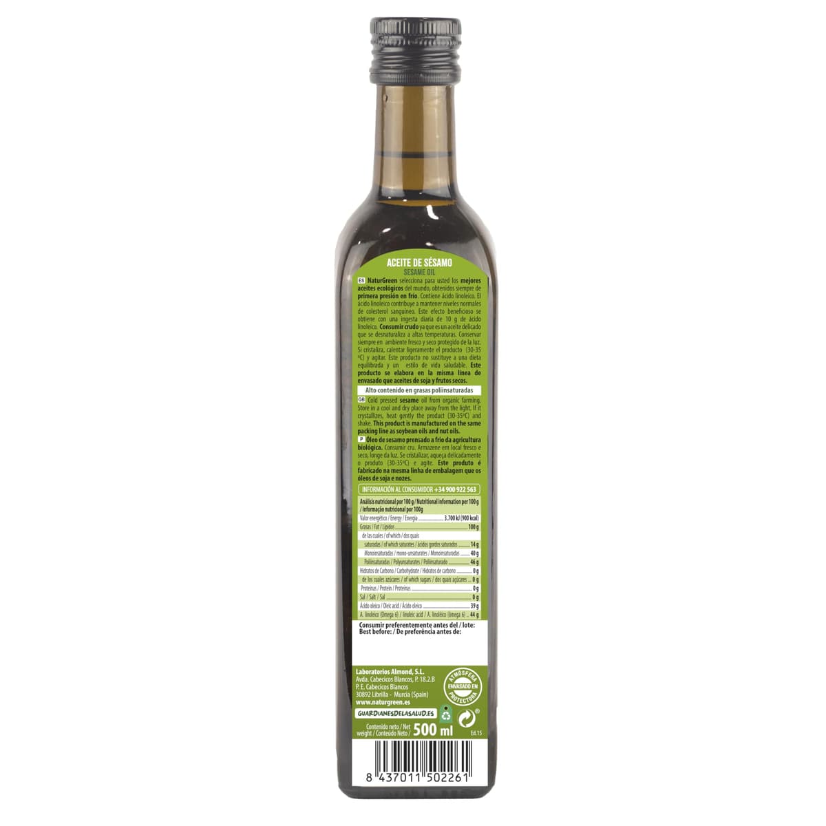NaturGreen Aceite de Sésamo, 500ml (Bio) — view 2
