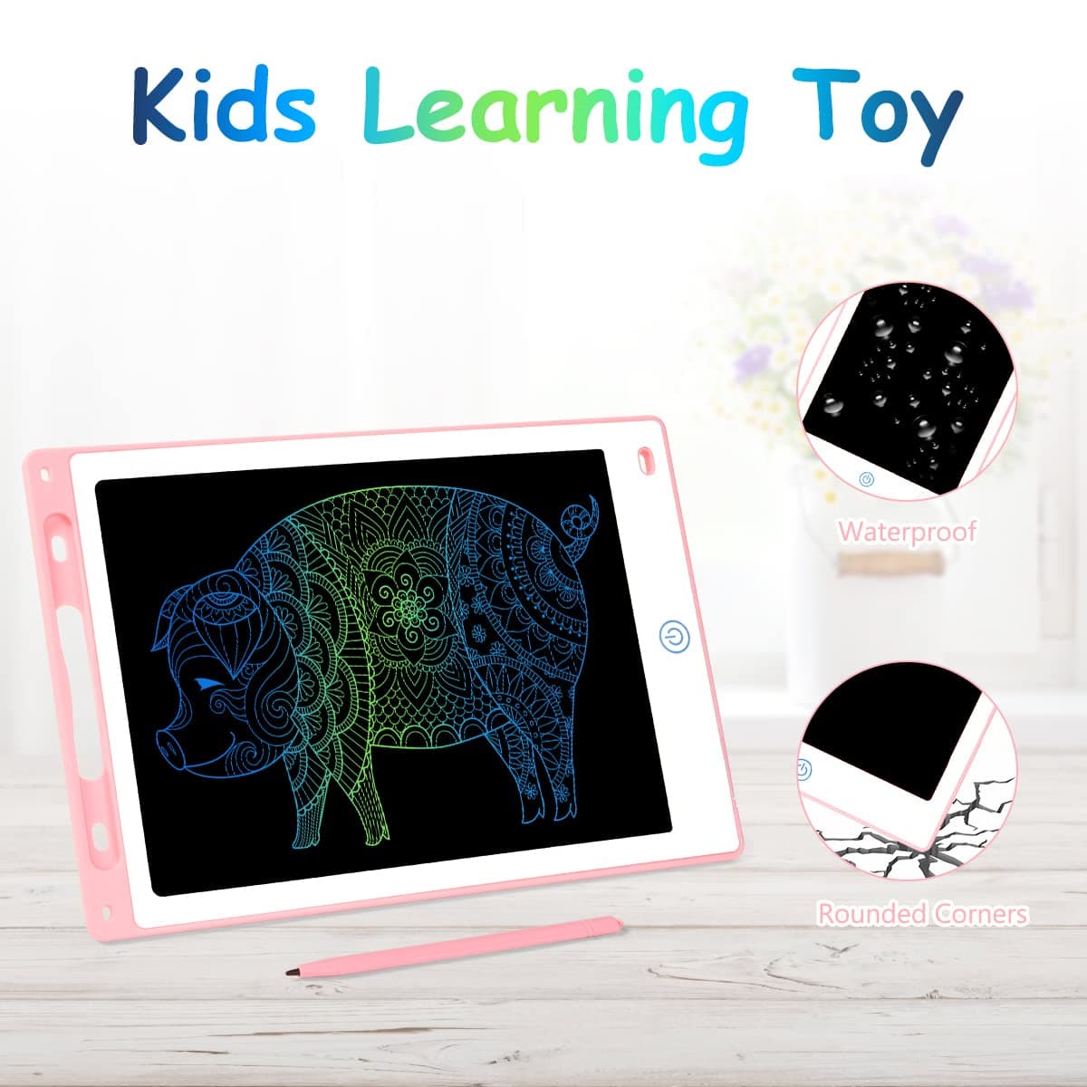 Vicloon Tableta de Escritura LCD, 10" Tablero de Dibujo Electrónico para Niños, Tablero de Graffiti de con Bloqueo de Pantalla borrable para Pinturas niños y Juguete Educativo para Clase Oficina Casa — view 6