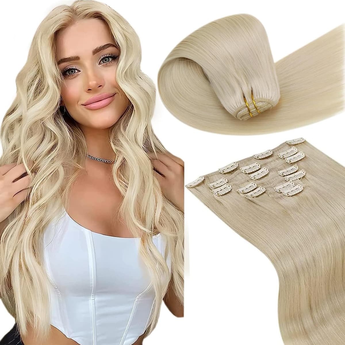 LaaVoo Hair Extensions Clip in Real Human Hair Brown Clip in Hair Extensions Dark Brown Remy Straight Hair Full Head Double Weft 80g 5pcs 14 Inch #4 — view 32
