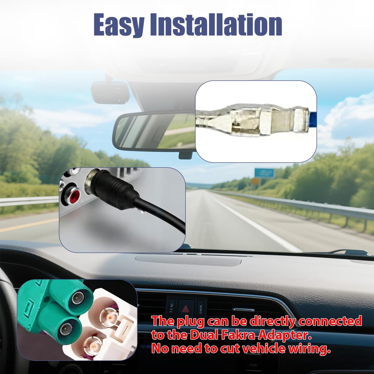 Adaptador Antena Doble Fakra Z a DIN para Coche Amplificador Antena de Señal Dual FakraZ a DIN con Phantomspeiseadapter Fakra Adaptador 2 a 1 Mejora Señal FM AM Compatible con VW Volkswagen Skoda Seat — view 4