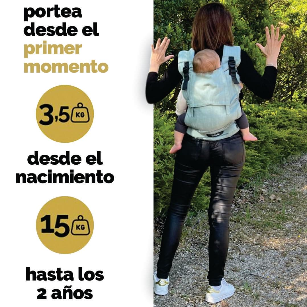 Amarsupiel - Mochila Porteo Bebe Evolutiva y Ergonomica - Cómoda y Fácil de Ajustar a la Espalda - Portabebes Recien Nacido de Algodón - Orgánico & Transpirable (Mint Liso) — view 3