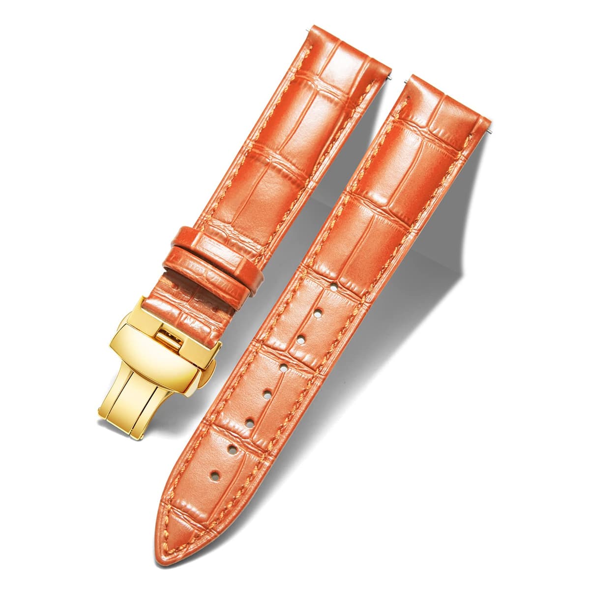 BINLUN Correa de Reloj de Cuero Correa de Piel Repuesto para Hombres/Mujeres con Hebilla de Despliegue Mariposa Plata/Oro/Oro Rosa 12mm-24mm 10 Colores — view 31