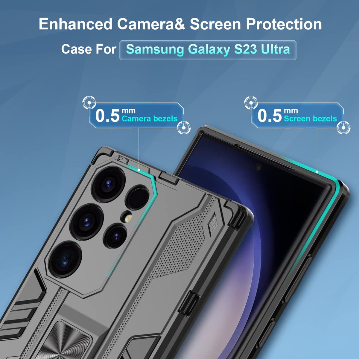 Funda para CMF Phone 2 Pro, Carcasa Antigolpes con Soporte anular metálico, Case Protectora de Grado Militar, Negro — view 1355