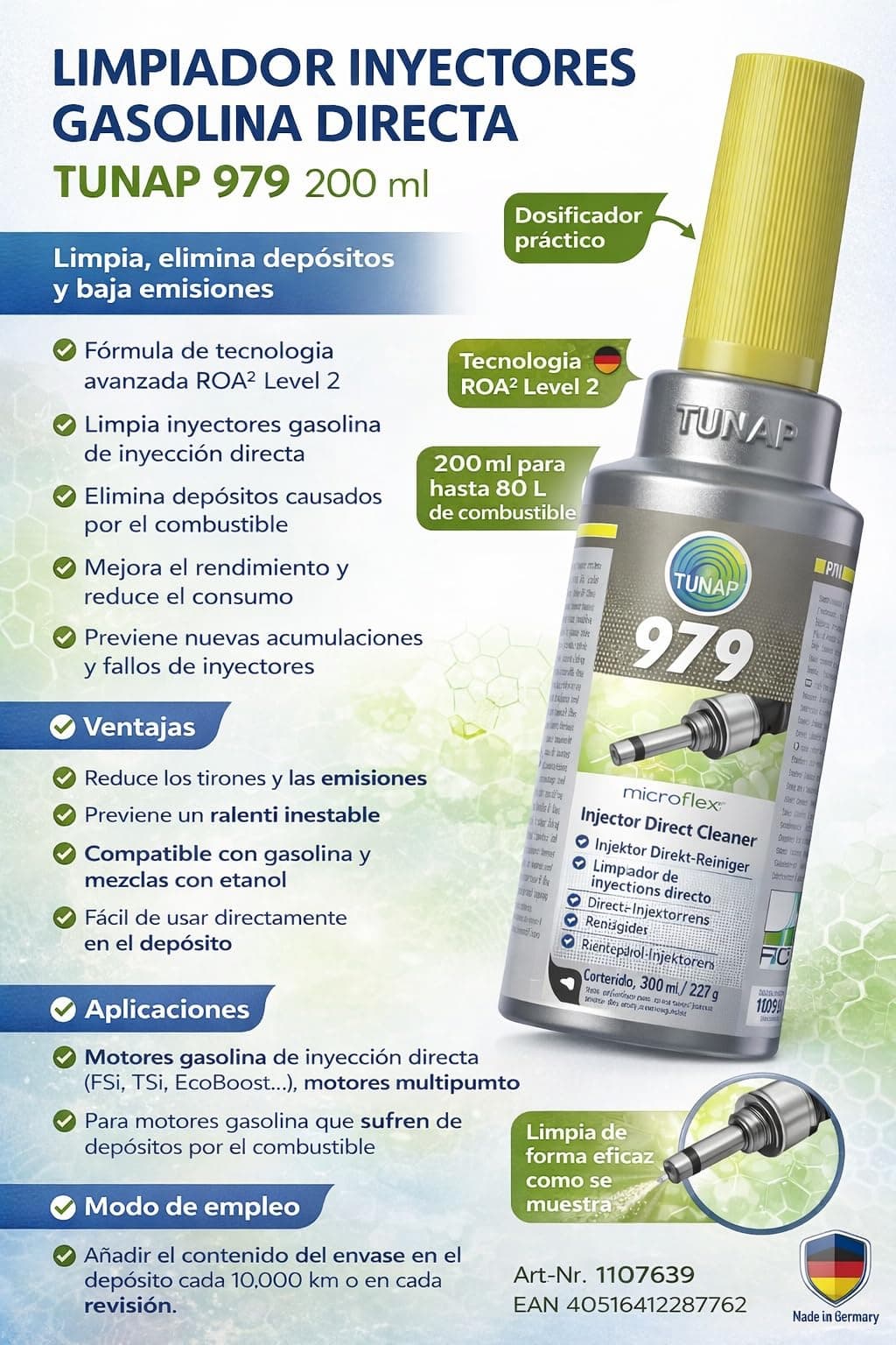 TUNAP 979 Limpiador inyectores gasolina 300 ml — view 2