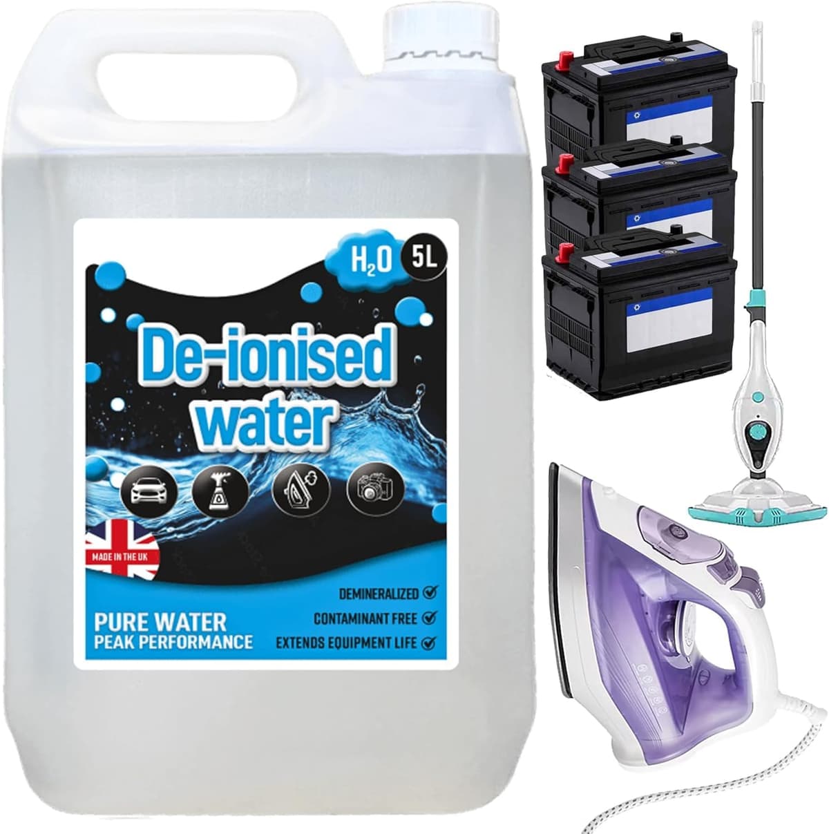 STORM TRADING GROUP Deionised Water 10L For Steam Irons, Car Batteries, Windscreen Fluid & Antifreeze Demineralised Water, Reduces Limescale Deposits & Water Stains — view 2