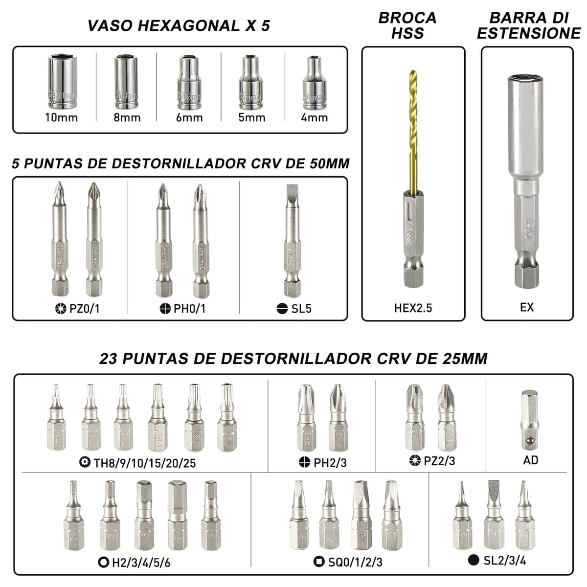 HYCHIKA Atornillador Eléctrico 6Nm, Destornillador Eléctrico (Máximo Par 6 N.m, 3.6V, 2.0Ah) LED Luz como Linterna, Cable USB, 35 Accesorios, Estuche portátil, Para Reparaciones en El Hogar — view 3