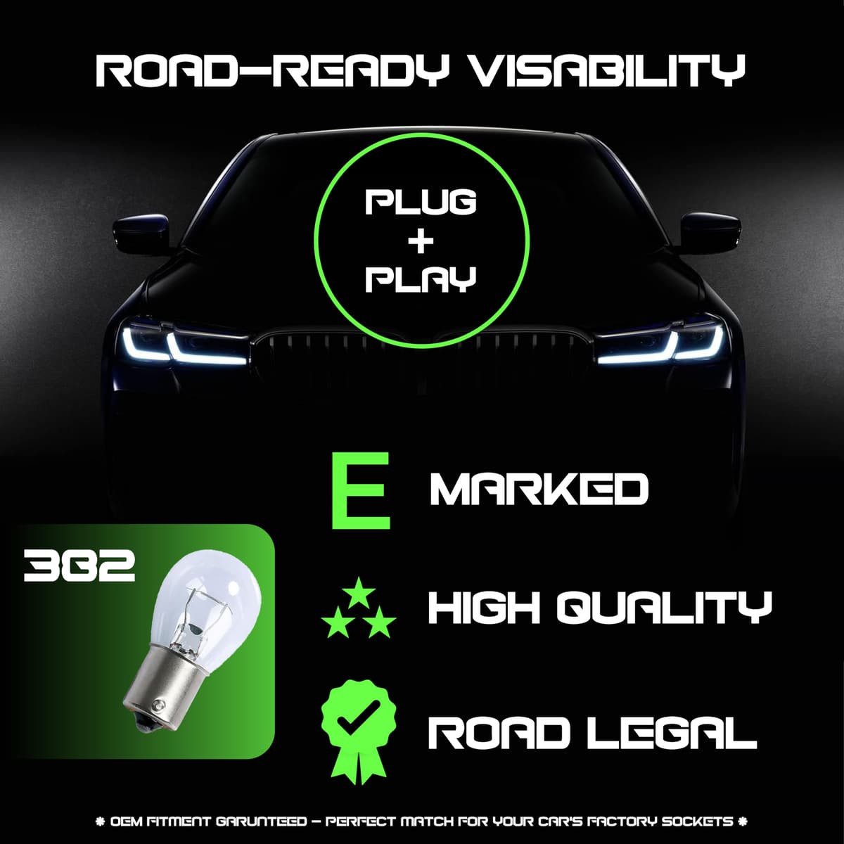 Vehicle Light Bulbs, Multi-Purpose for Tail, Brake, Fog, Indicator, Reverse Lights, 10 Pack, Universal Fit, Halogen, 21W, Compatible with Car, Van, Trailer, Truck, Bike (382 (10 Pack)) — view 3