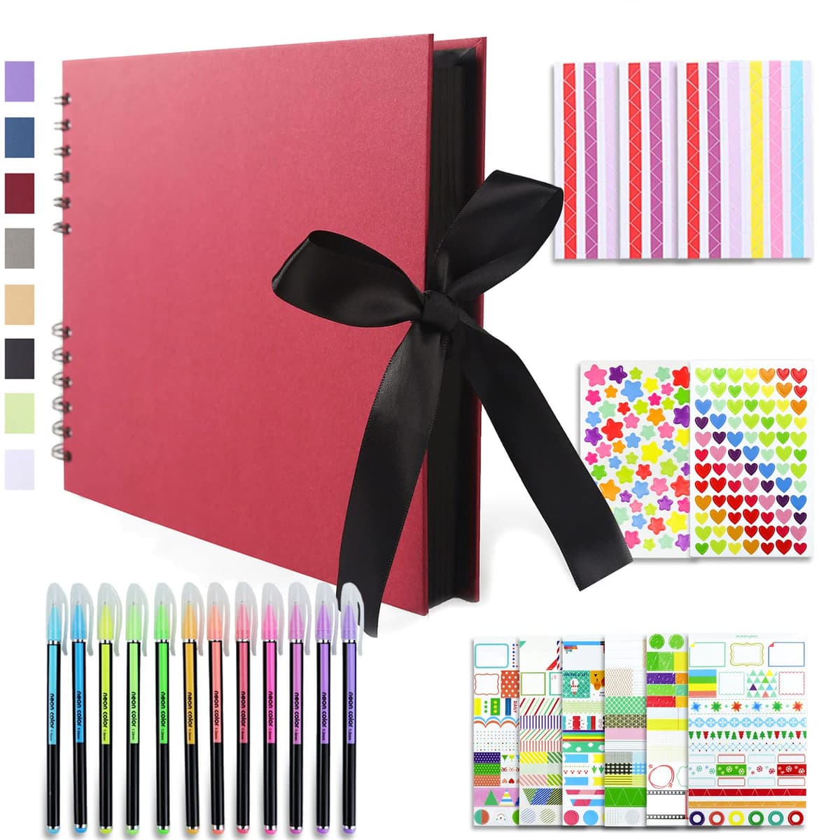 Vienrose Álbum de Fotos Scrapbook 10x15 cm Álbum de Recortes para Pegar y Escribir 80 Negra Páginas Espiral DIY Regalos de Boda Aniversario Bebé Cumpleanos Familiares Navidad, 28,5x21cm, Negro — view 12