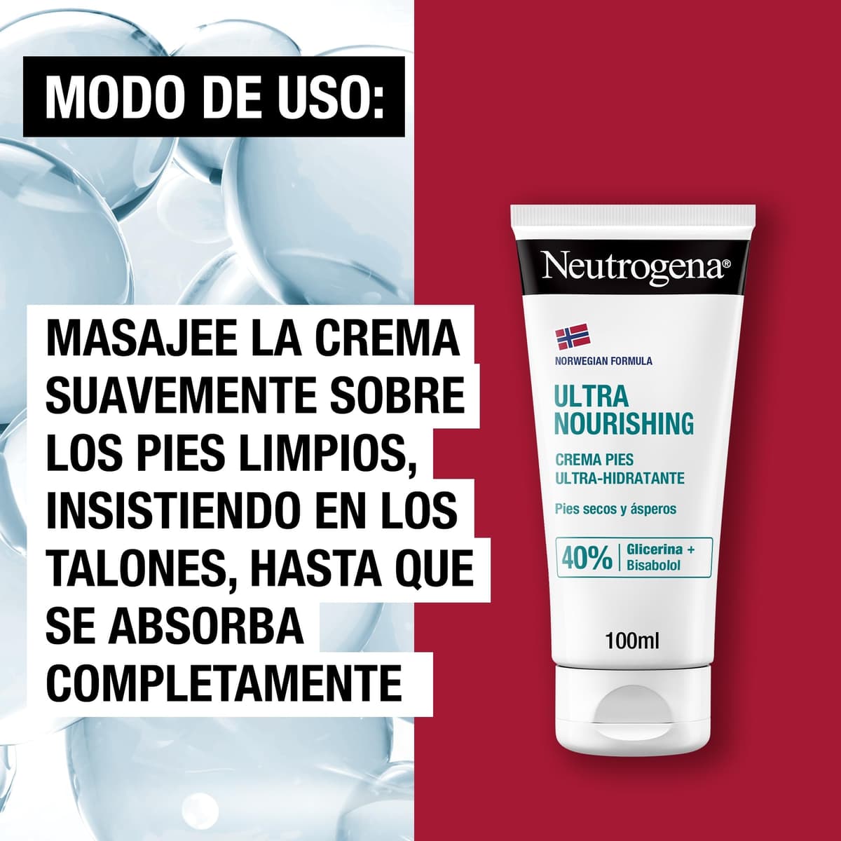 Neutrogena Fórmula Noruega Crema Pies Ultra Hidratante (pack de 2 x 100 ml), crema pies secos y agrietados, crema hidratante Neutrogena pies con 40% Glicerina y Bisabolol — view 6