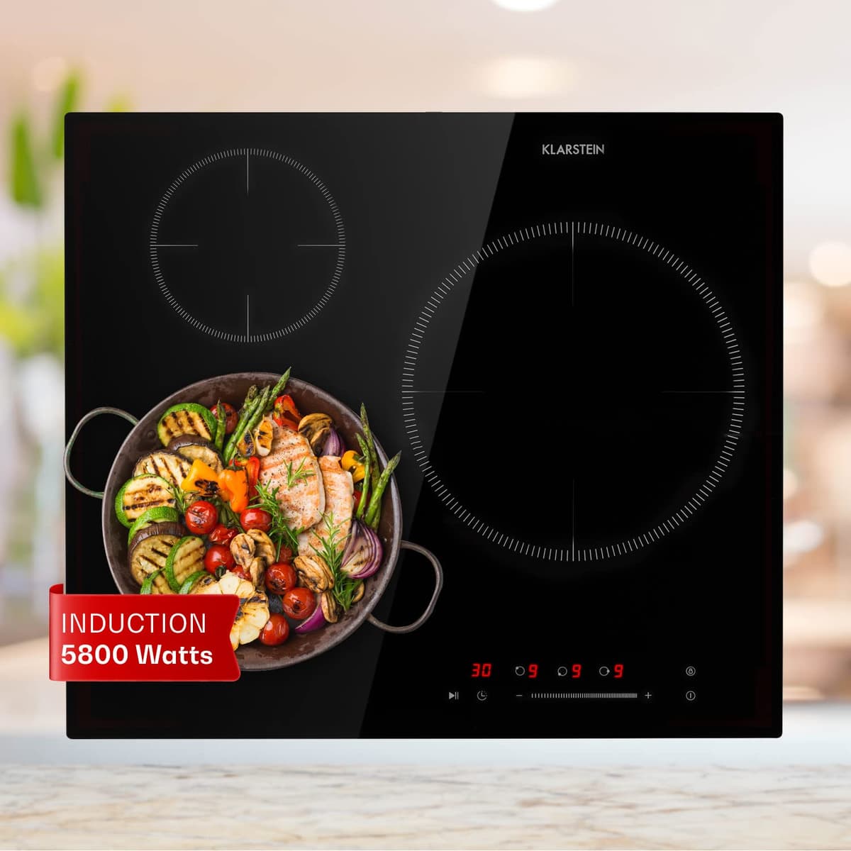 Klarstein Induction Hob, 9300W Electric Hobs Induction Cooker, 5 Ring Electric Pan Hob, Built-In Table Top Cookers w/ 5 Hobs, Touch Control, Inductions Heater Cooktops, Hot Plates for Cooking — view 21
