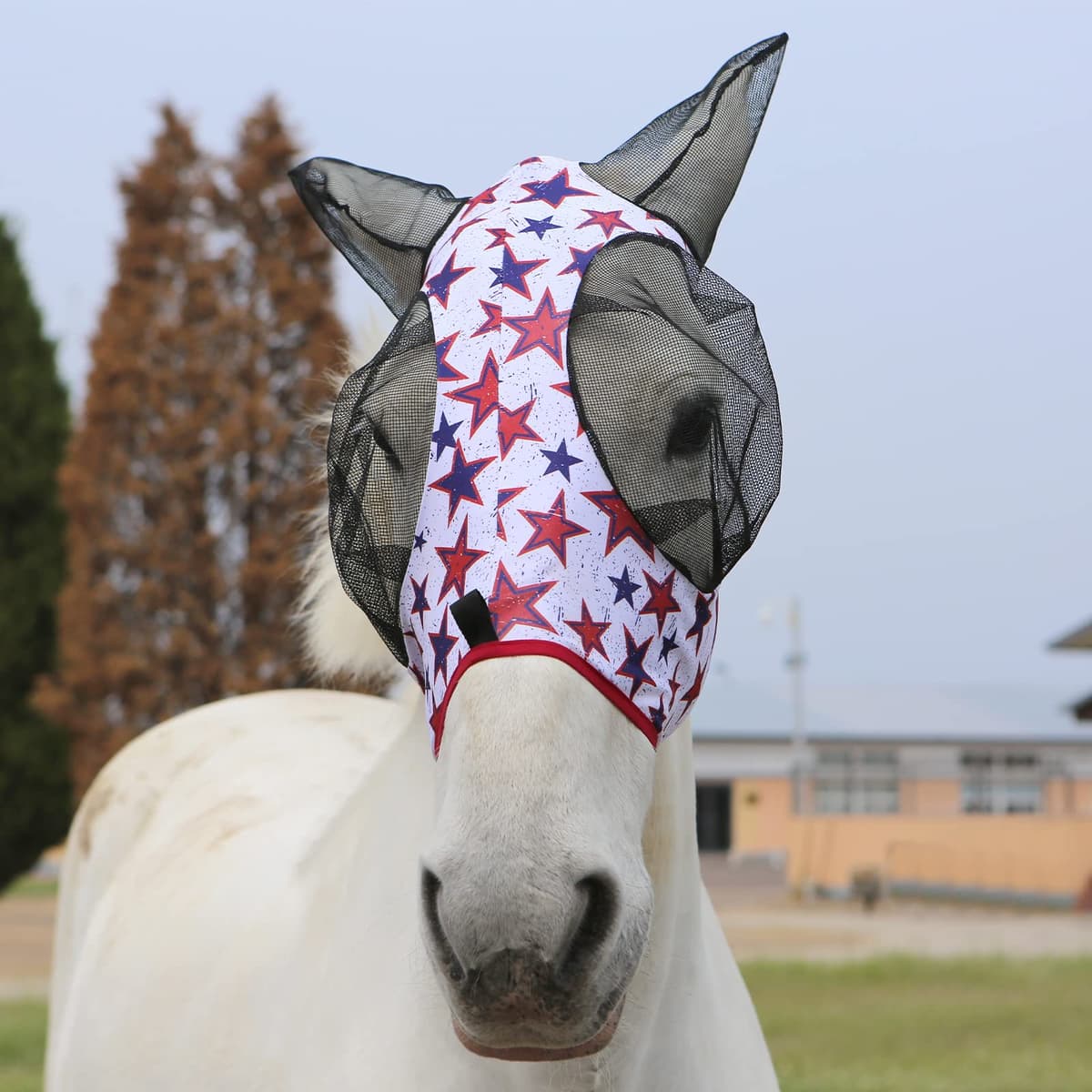Harrison Howard Máscara elástica para Moscas de Caballo, excelente Comodidad con protección UV, máscara estándar para Caballos, Azul Marino M — view 31