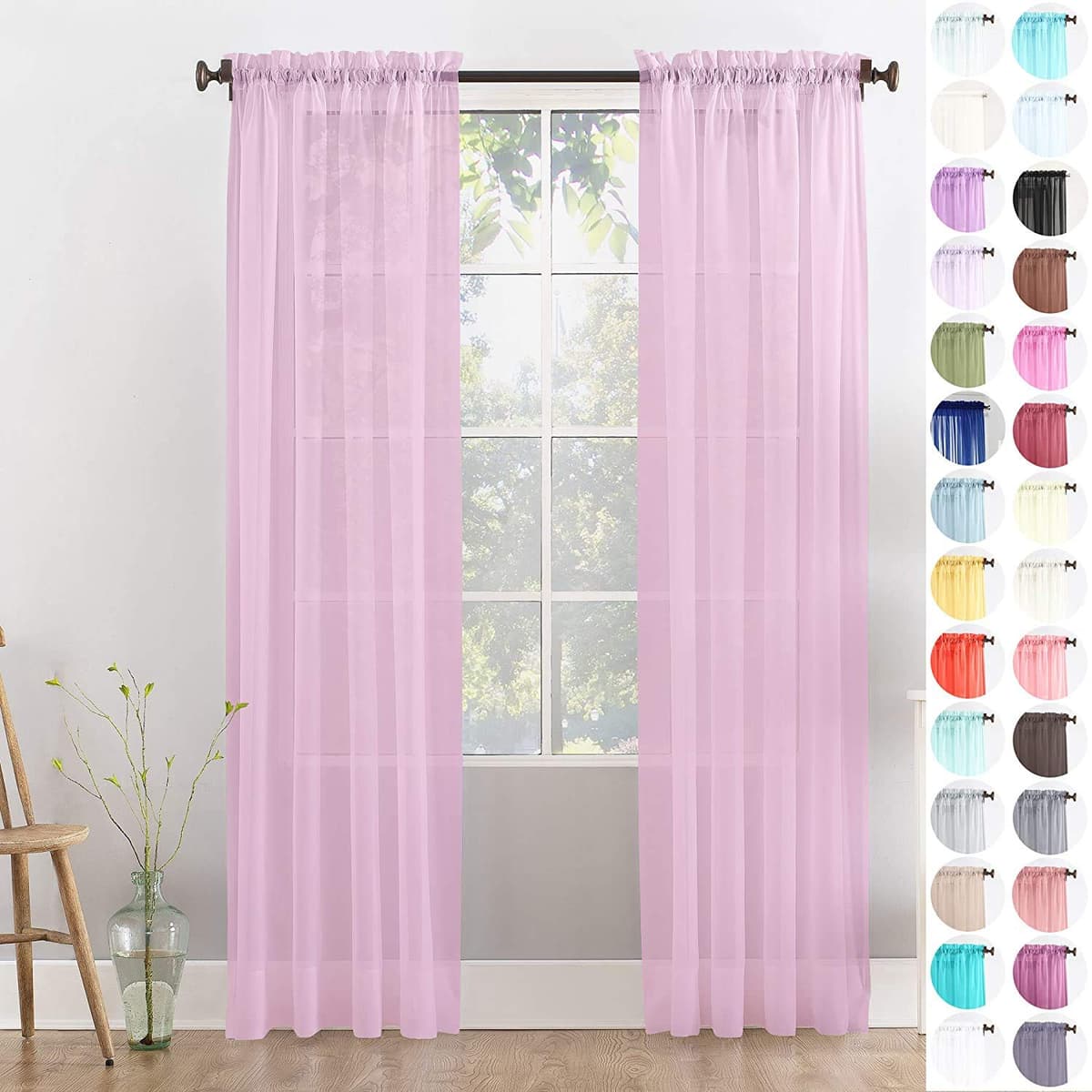 Megachest a pair of slot top voile curtains (Pure White, 56" wideX81 drop 2 Panels) — view 45