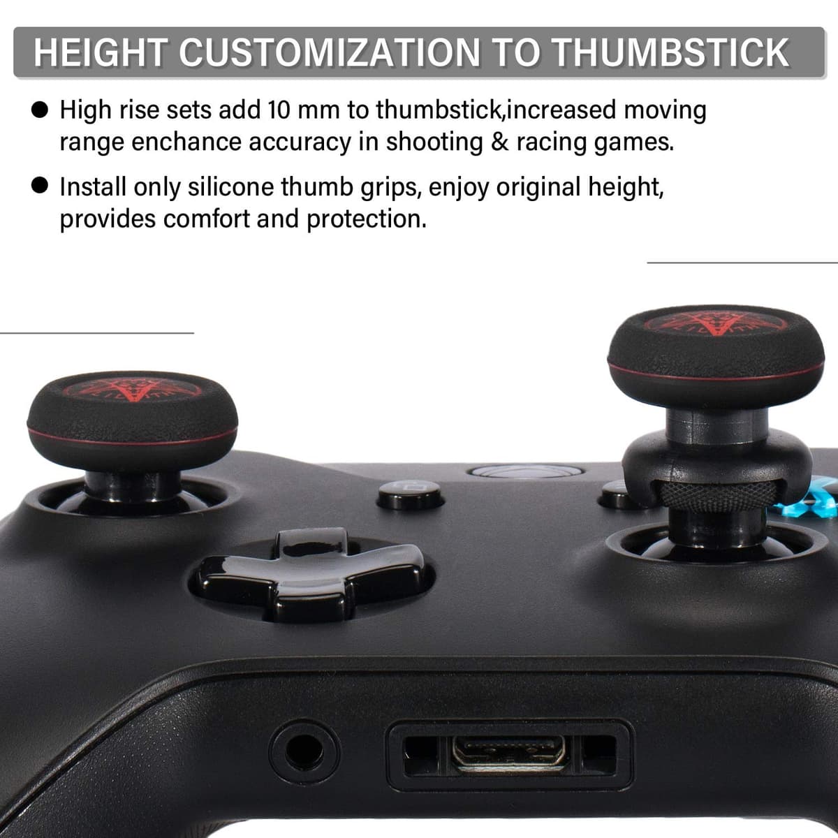 FPS Thumbstick Extender & Printing Rubber Silicone Grip Cover 2 Sets for Xbox Series X/S & Xbox One Controller (Demon Circle) — view 4
