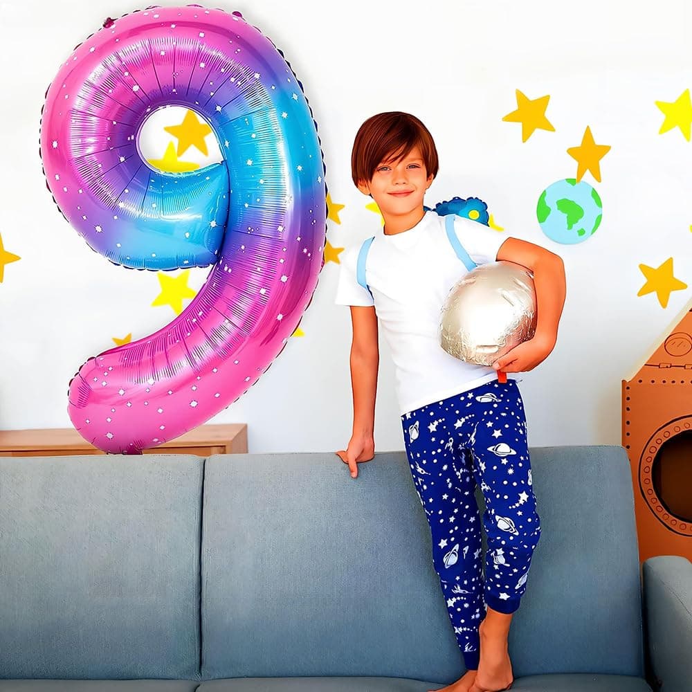 Foil Globo Número 5 Azul 40" (101cm), Inflable Helio o aire, Gigante Numeros 0-9, 10-19, 20-29, 30-100, Grande Globos Decoración para La Boda Aniversario y Cumpleaños Fiestas — view 268