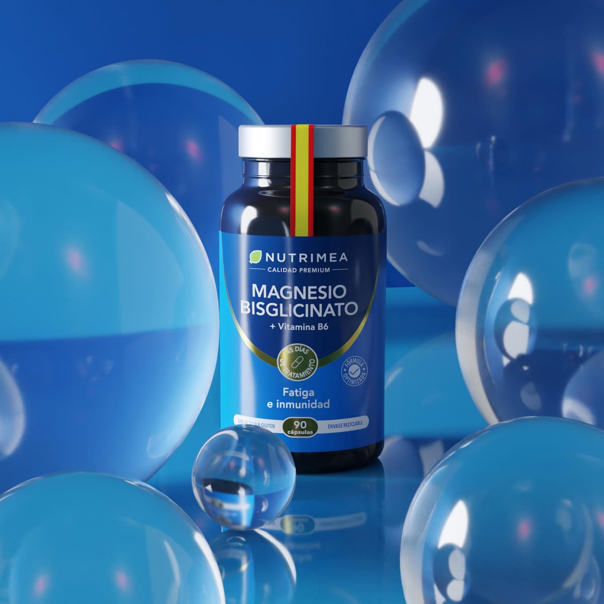 Magnesio Bisglicinato + Vitamina B6 Activa - Máxima Absorción y Tolerancia - Estrés, Fatiga y Calambres - Apoyo Muscular y Nervioso - Vegano, Sin Gluten ni Lactosa - 90 Cápsulas - Nutrimea — view 6