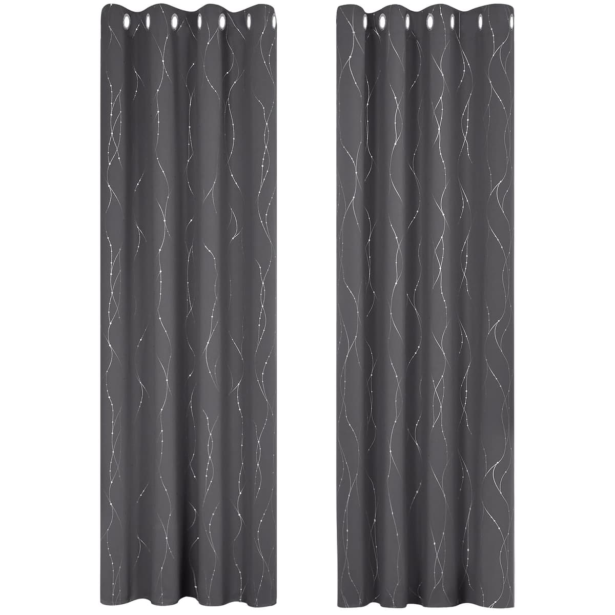 Deconovo Soft Dotted Line Foil Printed Blackout Curtains Thermal Insulated Curtains Eyelet Energy Efficiency Room Darkening Curtains for Bedroom 52 x 72 Inch Light Grey 2 Panels — view 54