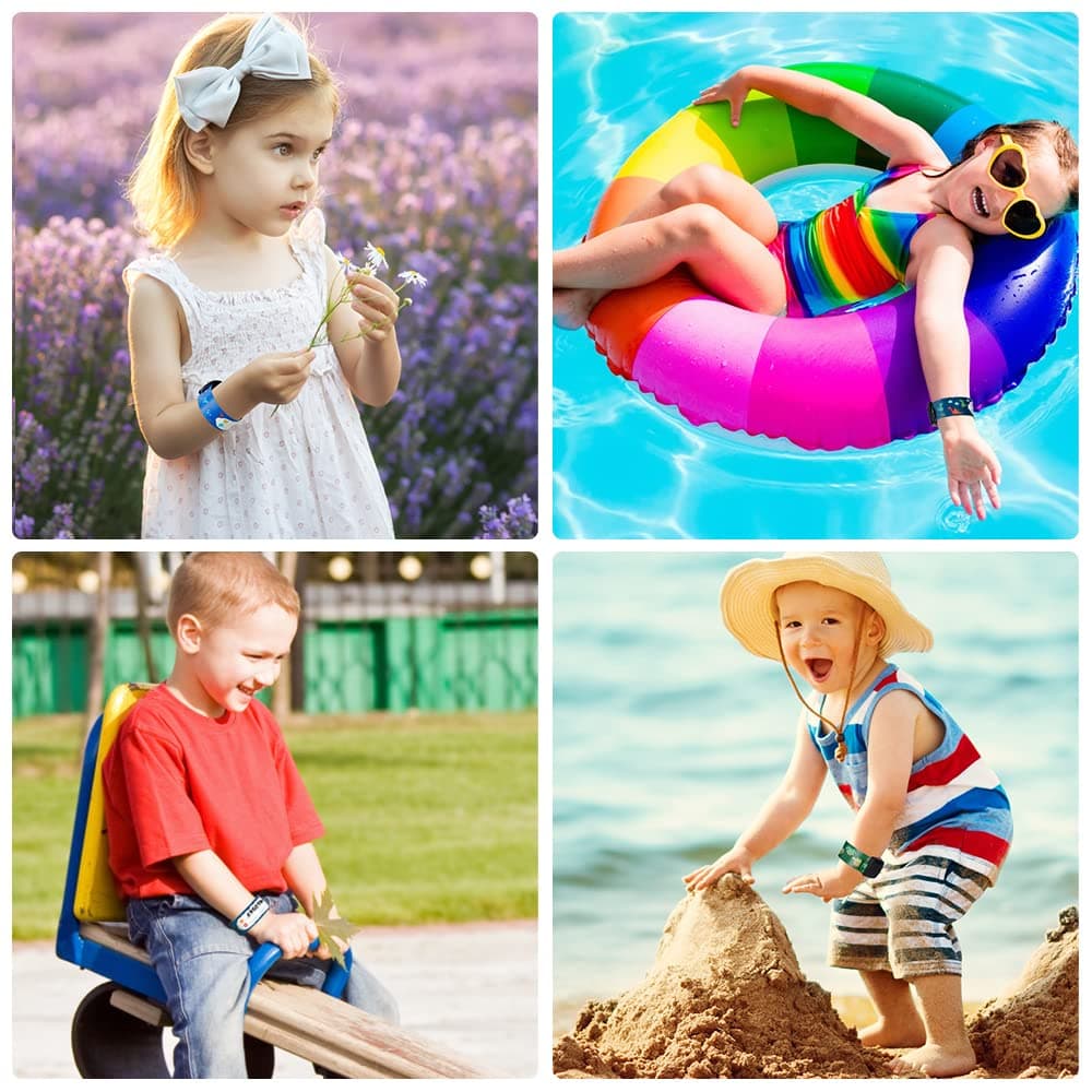 Vicloon Pulsera Identificativa Niños + Marcador, 8 piezas Pulsera Seguridad Anti perdida Pulsera de Emergencia Impermeable Reutilizable para Niños Niñas Bebé Arneses de seguridad Bebé — view 7