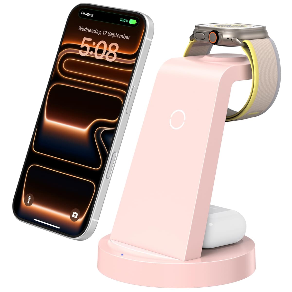 Anlmz 3 in 1 Charging Station for iPhone, Wireless Charger for iPhone 17 16e 16 15 14 13 12 11 X Pro Max & Apple Watch - Wireless Charging Station for AirPods 4 3 Pro — view 8