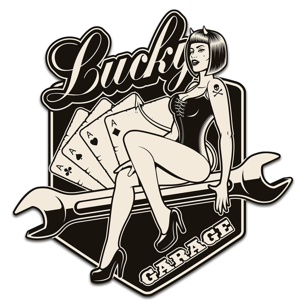 Finest-Folia Pegatina retro vintage Old School Ace Kult Rockabilly — view 17