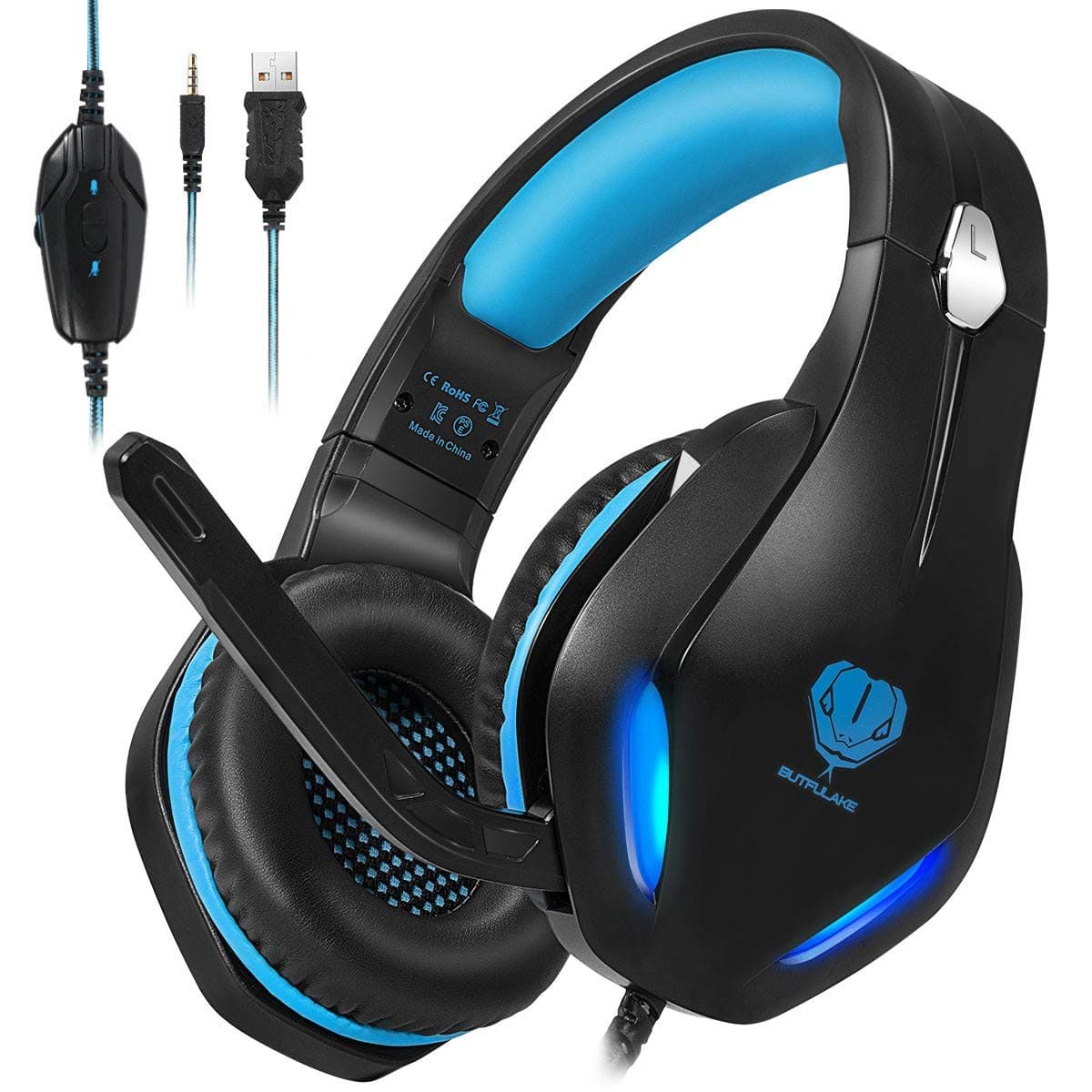 Stynice Gaming Headset with Microphone for Xbox PS5 PS4 PC - 3.5mm Jack Wired Headphones with Noise Cancelling Mic & LED - 50mm Audio Drivers & Soft Earpads — view 4